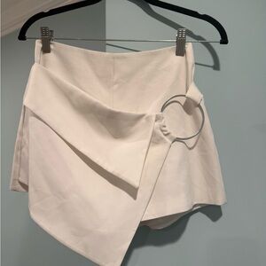 Lovers + Friends White Mini Skirt with Ring Accent